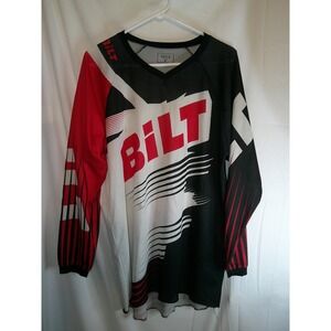 BILT Motocross Jersey Long Sleeve Racing Graphic Black Red‎ White Size M